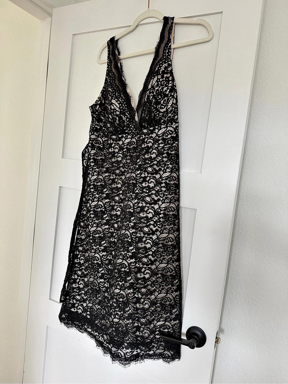 White House Black Market Lace Mini Dress Black & White Size 14